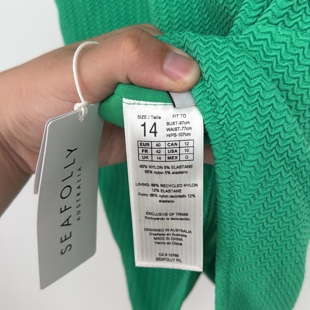 SeaFolly Australia Sea Dive One Shoulder Keyhole One Piece - Jade Size 10 NEW - Picture 10 of 11